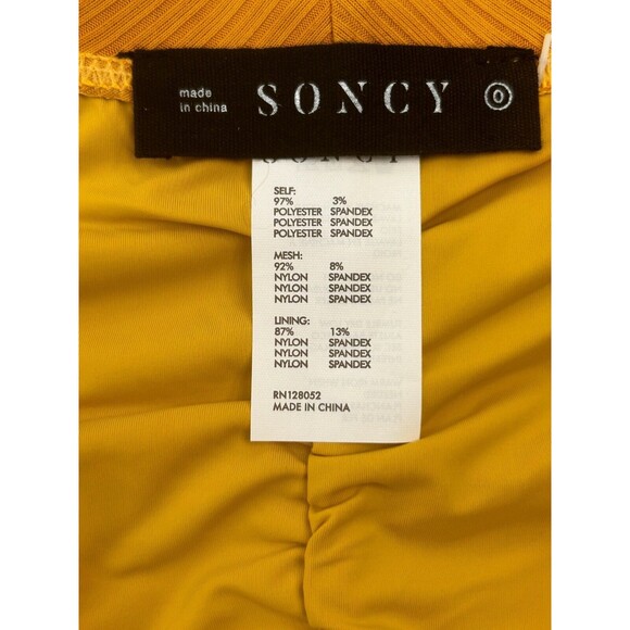 NWT Soncy Bikini Two Piece Swimsuit Tie Detail Ribbed Mustard Yellow Curvy Sz 12 - Picture 10 of 14